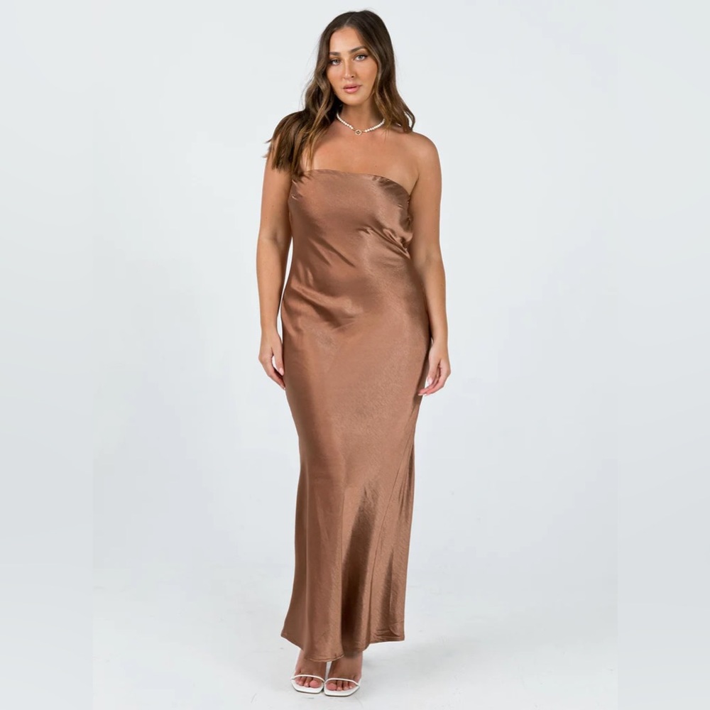 princess polly strapless brown Haley maxi dress